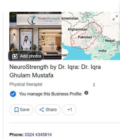 Google Business Profile screenshot supplied for NeuroStrength by Dr. Iqra